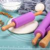 1 шт. Силиконовая скалка с деревянной ручкой, палочка для муки, антипригарная скалка для пельменей, бытовые инструменты для выпечки