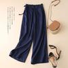 Cotton and Linen Wide-leg Nine-point Summer Women's Loose and Thin High Waist Straight-leg Casual Pants