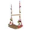 Bird Seagrass Swing Toys Colorful Rattan Balls Double Layer Parrot Climbing Hammock Swing with Wood