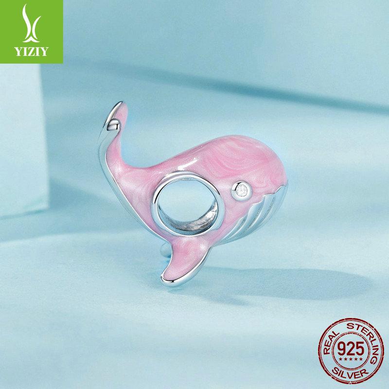 Браслет DIY Yin Ziyun Розовый кит с бусинами удачи из стерлингового серебра 925 пробы Мечта об океане