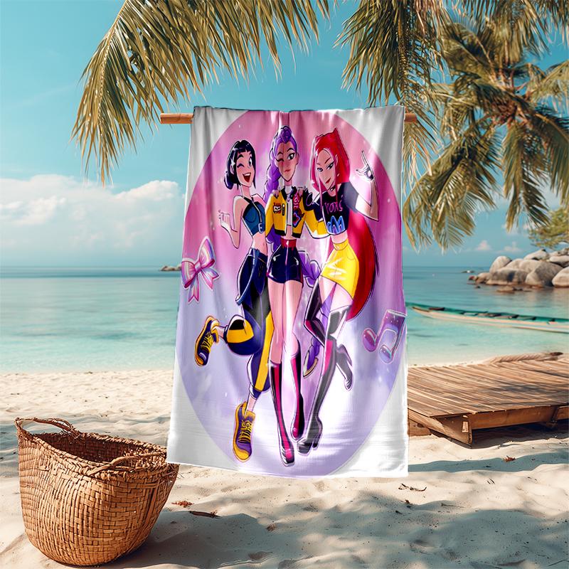 Beach Towel with Kpop Hunter7 Pattern - soft,absorbent,machine washable Lightweight&Modern,swimming,Travel Essentials