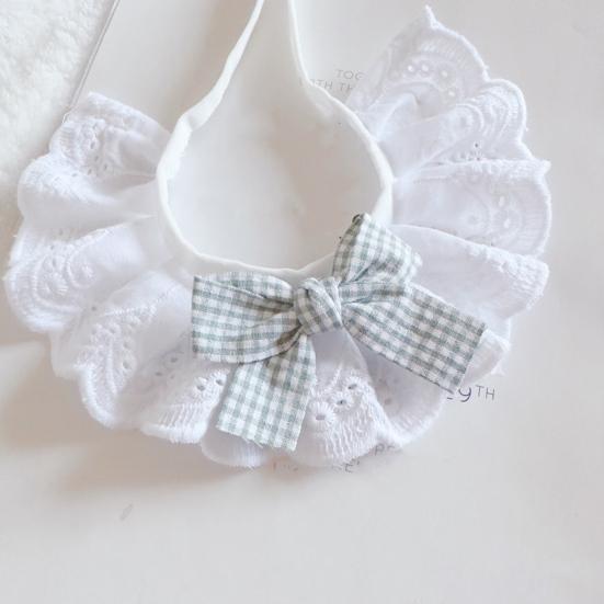 Pet Lace Bib Collar Adjustable Pet Bandana with Bow Handmade Sweet Lace Neck Scarf for Pet Birthday Dress Up Accessories
