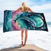1PCMagical Moon Dolphin Beach Towel, Quick Dry Sand Free Oversized Microfiber Towel