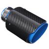 Universal Exhaust Tip Tail Throat Glossy Carbon Fiber Blue Pipe Straight 2.1in Inlet 4in Single