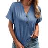 Жен. Футболка Футболка С принтом Пуговицы С короткими рукавами Повседневные Выходные Мода Классический V-образный вырез Обычный Верх