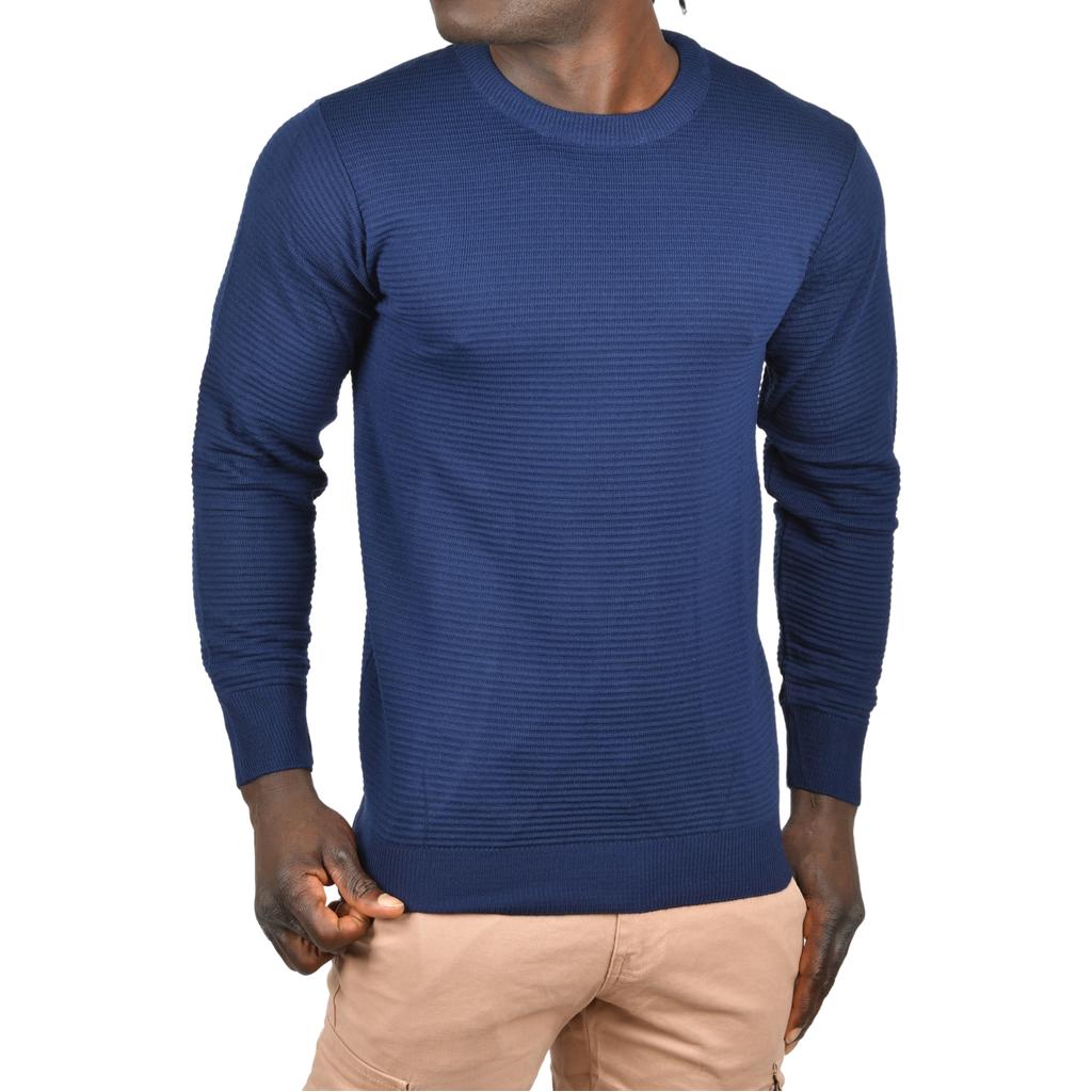 DeepSEA Striped Patterned Crew Neck Slim Cut Knit Sweater 2505492