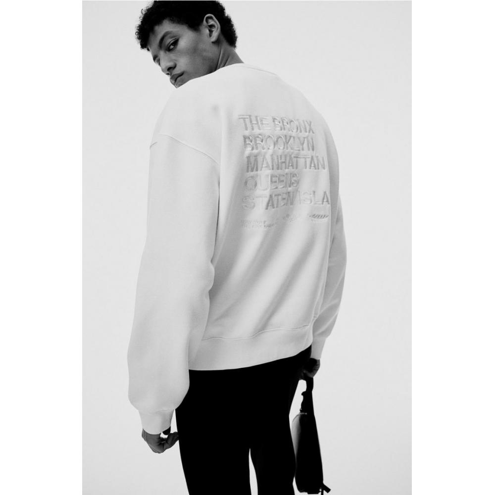 Толстовки HM Loose Fit Print, белая, Нью-Йорк