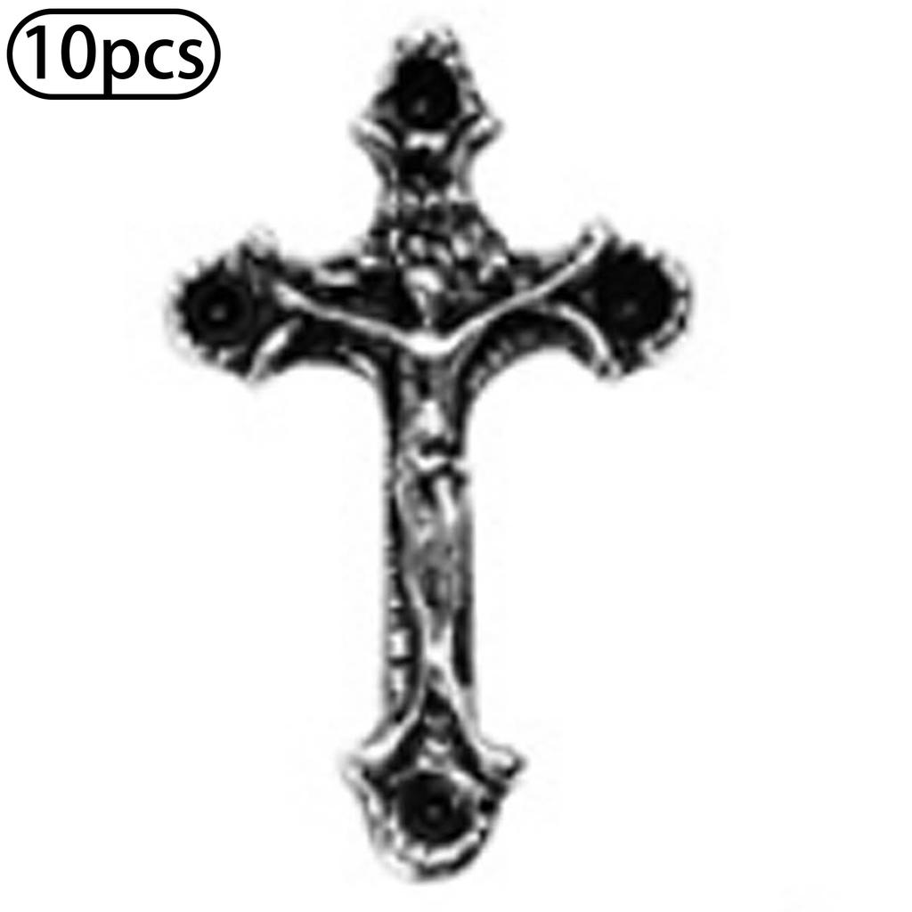 10Pcs Halloween Nail Charms Decorations 3D Metal Alloy Skull Cross Vintage Punk Style Nail Art Charms for DIY Manicure Nail Design Art Supplies