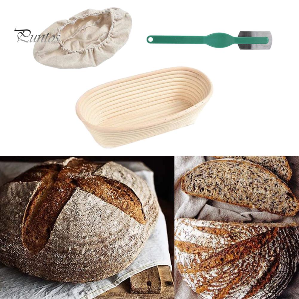 Овальная корзина для брожения теста из ротанга Puntos со скребком из ткани