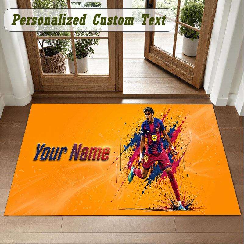 Crystal Velvet Square Rug Custom NameLamine Yamal Pattern Non Slip Home Floor Decor Rug