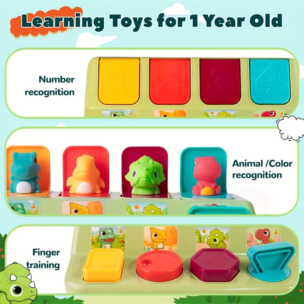 Interactive Pop-Up Animals Toy with Dinosaur Surprise, Cause and Effect Game for Color Sorting, Christmas Birthday Gift