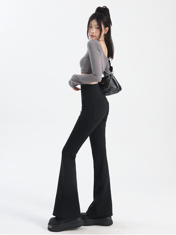 Расклешенные брюки женские зимние плюс бархатные облегающие леггинсы с высокой талией повседневные сексуальные универсальные брюки колготки обтягивающие брюки скинни, приподнимающие ягодицы