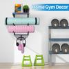 Настенный держатель для коврика для йоги Стойка для хранения коврика для йоги Аксессуары для домашнего спортзала с 3 секциями и 7 крючками для подвешивания ролика для массажа и эспандеров