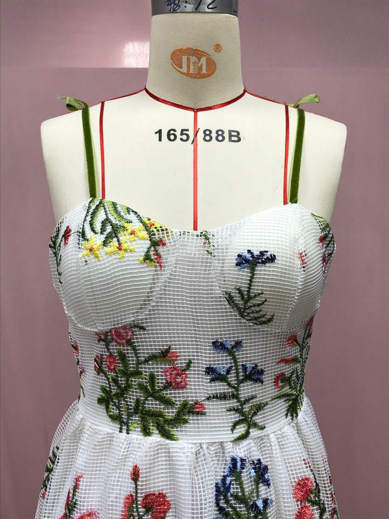 2025 Женское платье с открытой спиной и вышивкой в европейском и американском стиле с подвязками - длинное, с сексуальной талией, весенний стиль