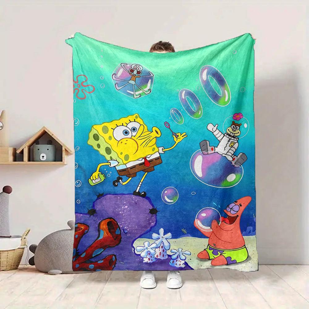 1Pc Spongebob Friends Adventure Blanket Soft And Comfortable Casual Warm Camping Travel Christmas Halloween Xmas Gift M92844