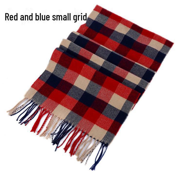 Зимний мужской и женский толстый клетчатый шарф из искусственного кашемира