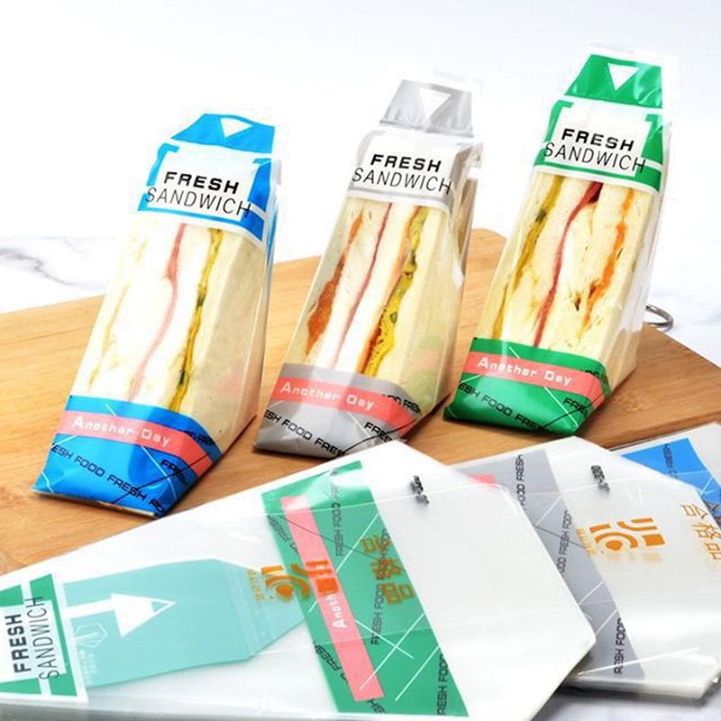100 Pieces Of Sandwich Wrappers Special Disposable Easy To Tear Transparent Triangle Cake  Packaging Bag