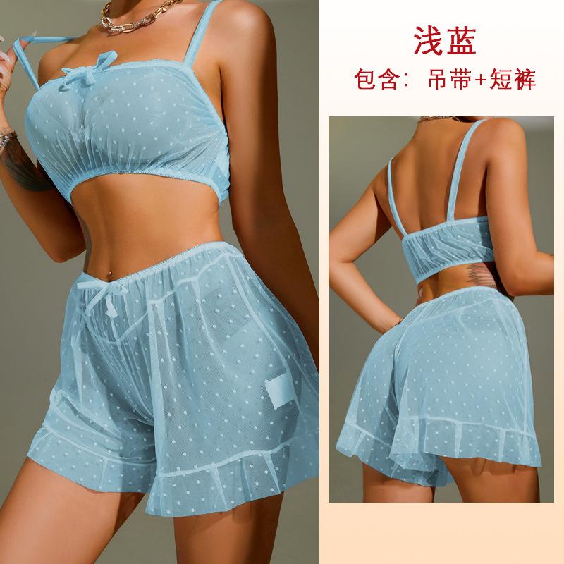 Горошек перспективная сетка сексуальные шорты на подтяжках комплект милая разноцветная пижама