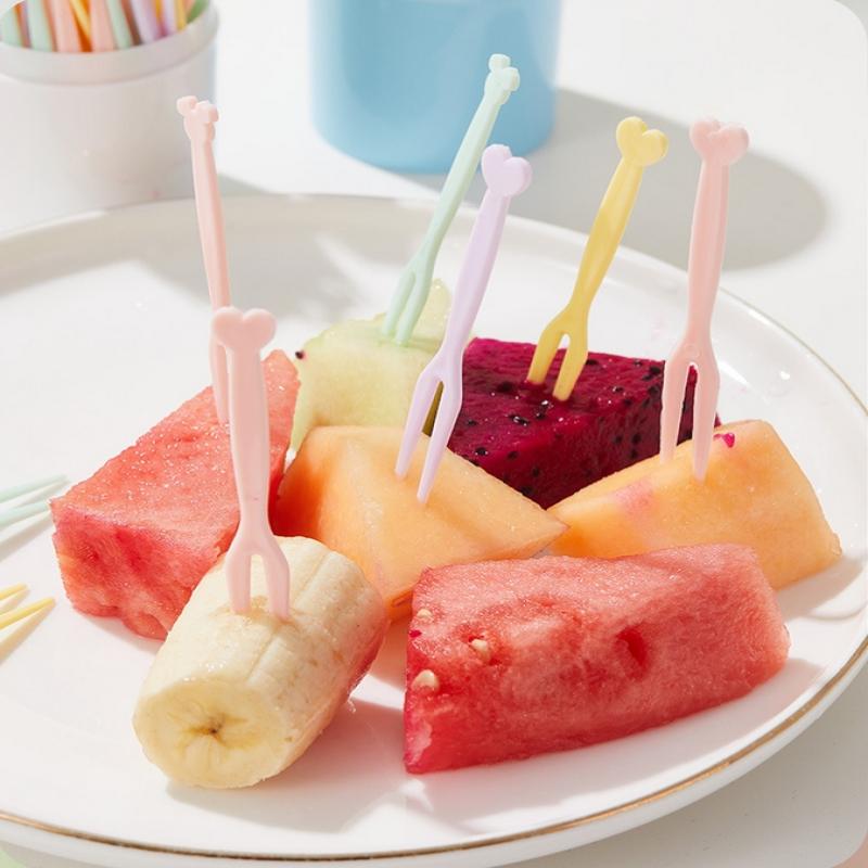 50Pcs/Box Dopamine Food Picks Mini Forks For Kids Fruit Fork Bento Box Bento Accessories Food Decoration Fork Food Picks For Kid