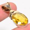 Natural Lemon Quartz TwoTone 925 Solid Sterling Silver Gift Pendant 1.50" i1O10