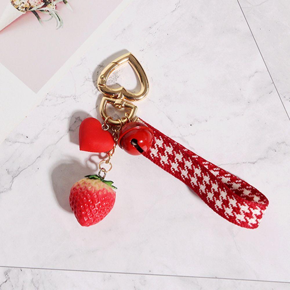 Holder Simulation Fruit Interior Accessories Keyrings Strawberry Keychain Jewelry Gift Bell KeyRing