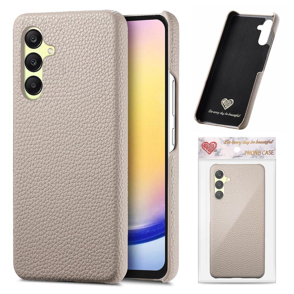 For Samsung Galaxy S24 Case Litchi Texture Leather Coated PC Mobile Back Cover