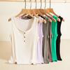 Fashion 3 Buttons Tank Top Women Summer Basic T-shirts Sleeveless Thin Causal Tee Tops Off Shoulder