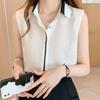 Женская летняя рубашка без рукавов из шифона Color Clash Temperament с лацканами Commuter Inner Tops