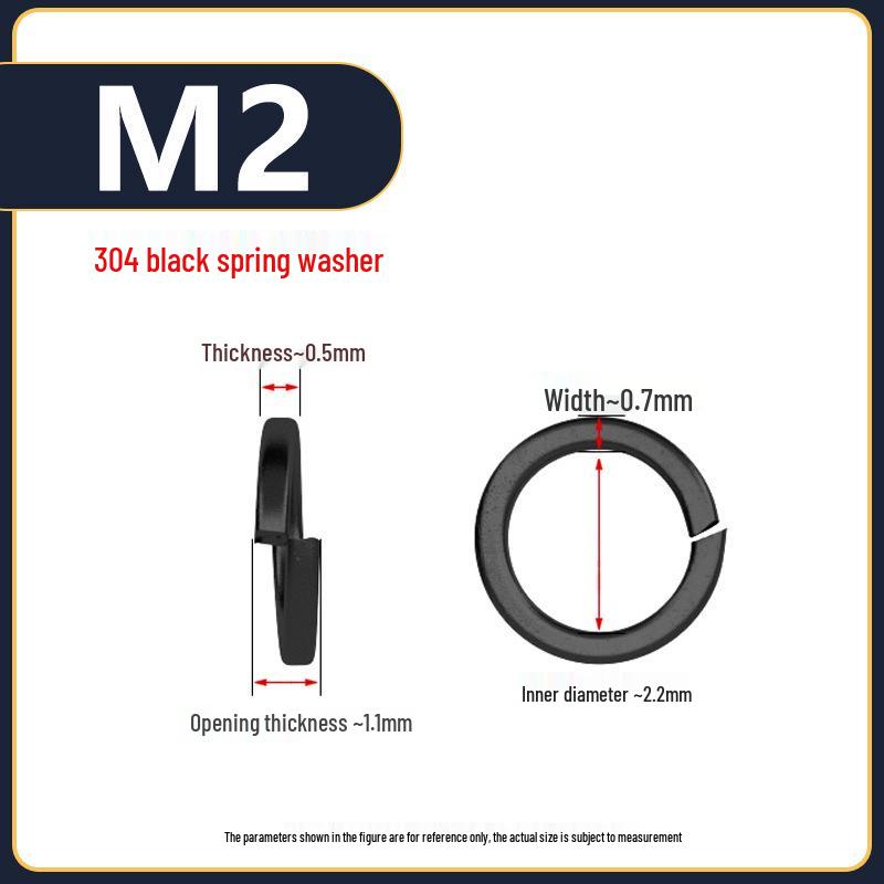 Yigu 304 Stainless Steel Black Spring Washer - Thickened Split Design for Shock Absorption