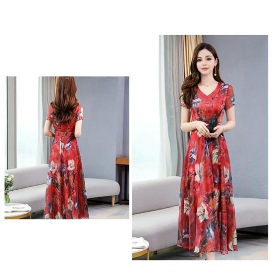 Женское праздничное платье с роскошным цветочным принтом трапециевидной формы с большими качелями на шнуровке с узкой талией и V-образным вырезом в стиле ретро, плиссированное вечернее платье из ледяного шелка для выпускного вечера, платье макси