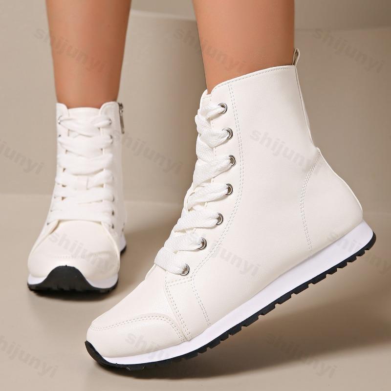 Sports Style Women's Casual High Top Fashion Trend Short Boots Autumn New Comfortable Versatule Non Slip Zipper Ankle Boots