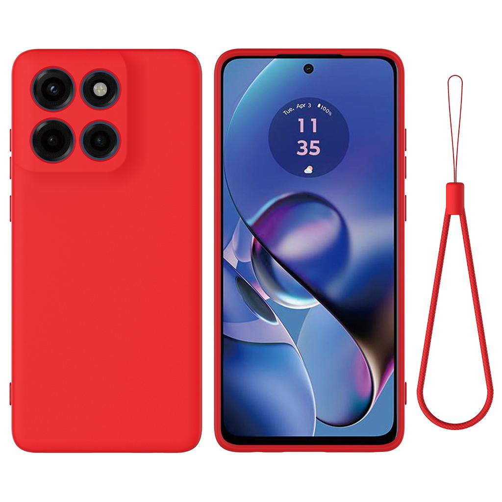 For Motorola Moto G86 Power 5G Liquid Silicone Case Phone Back Cover with Hand Strap