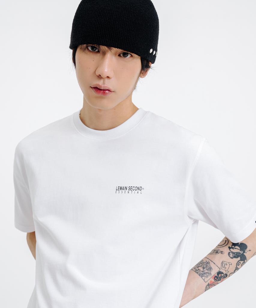 LEMAIN SECOND Basic Logo Print Oversized Short Sleeve T-Shirt [White]