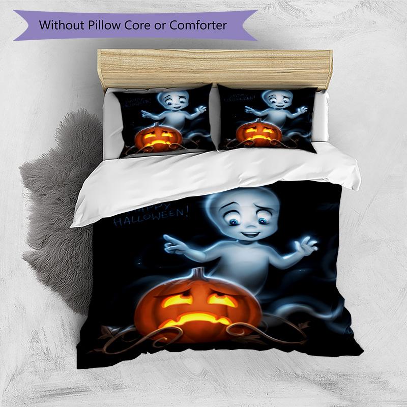 3pcs Casper3 Design Cover Set - HD Printed Bedding with 1 Cover and 2 Pillowcases - Perfect for Home and Dorm Decor
