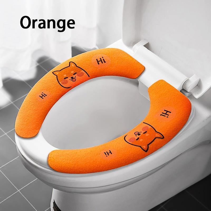 1 Pair Bathroom Warmer Universal Toilet Cover Self-adhesive Toilet Seat Cover Pad