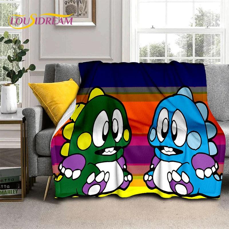 Мультяшный Bubble Bobble Puzzle Bobble Retro Game Мягкое фланелевое одеяло для кроватей, спальни, дивана, пикника, плед для отдыха на открытом воздухе