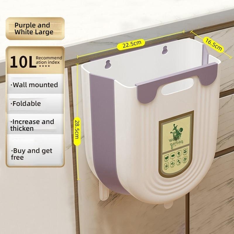 New Kitchen Hanging Folding Trash Can Cabinet High Quality Plastic Creative Hanging Trash Can Space Saving Hanging Waste Bin