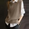 Vest for Women Knitted Oversize Undershirt Sleeveless Tops Loose Sweater Vest Solid Color Casual Round Neck Vest
