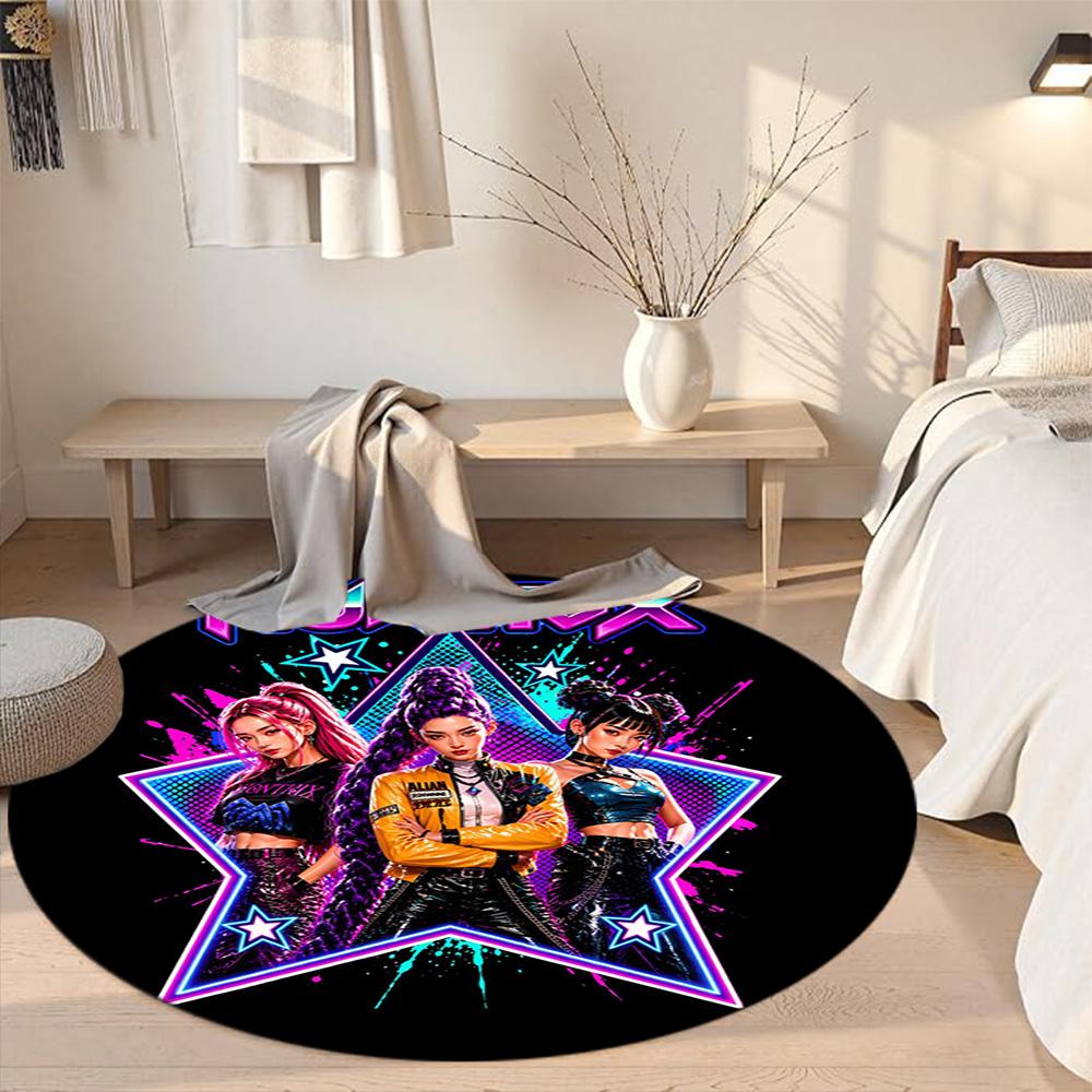 K-pop Round Floor Mat Design for Outdoor Study room Game Room Decorate room Anti-slip Round Rug Decorate Offices
