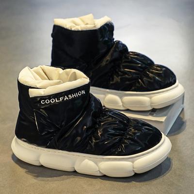 Модные туфли на платформе с круглым носком, гибкие, для прогулок на свежем воздухе, удобные, нескользящие, износостойкие, с высоким верхом, плюс бархат, сохраняют тепло