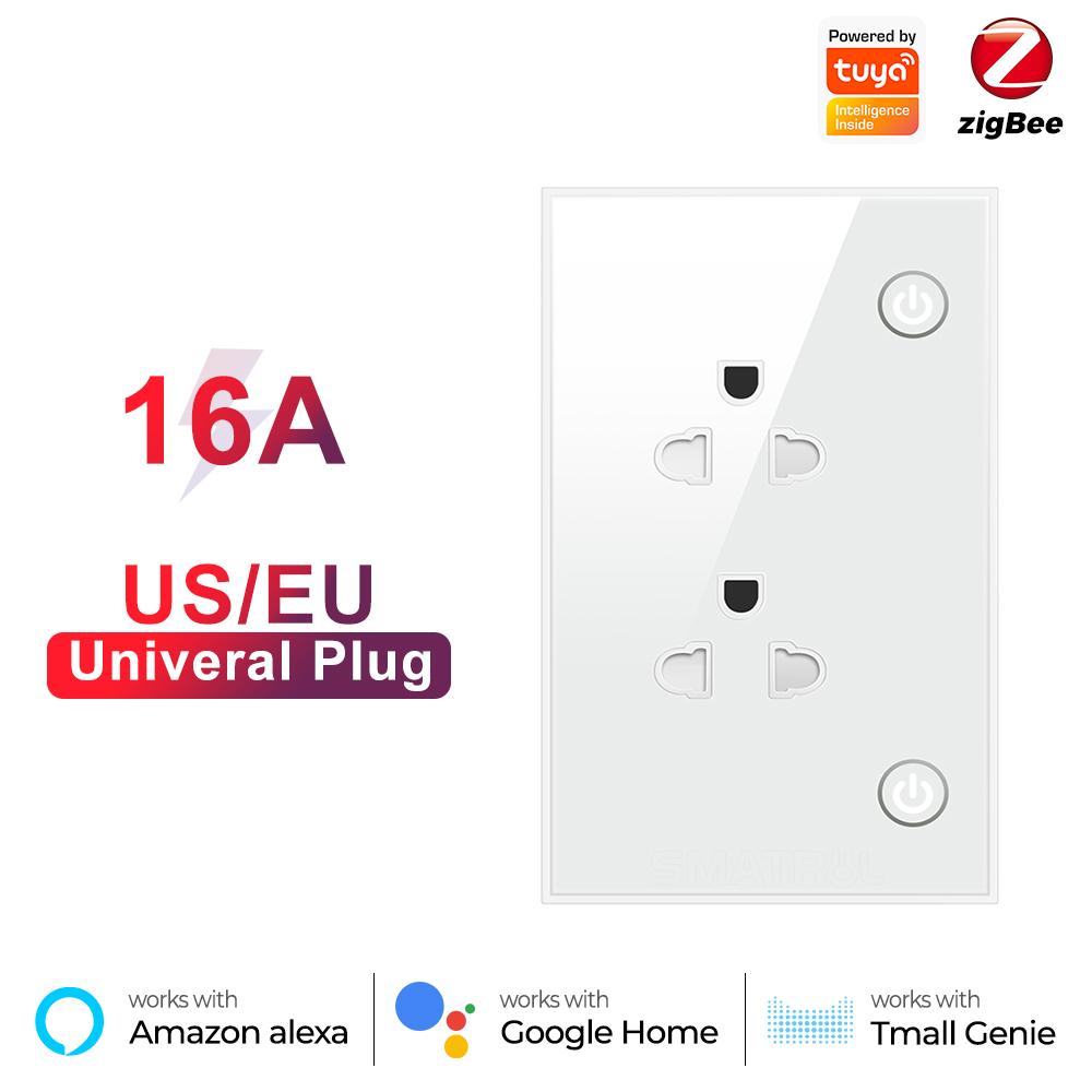 16a Tuya Zigbee Us EU умная розетка, адаптер в настенной электрической розетке, голосовой таймер 110 В 240 В для Google Home Alexa