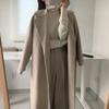 Long Wool Blend Jacket For Woman 2023 Solid Color Coat Batwing Korean Winter Warm Loose Overcoat Mujer Snow Wear Long New Jacket