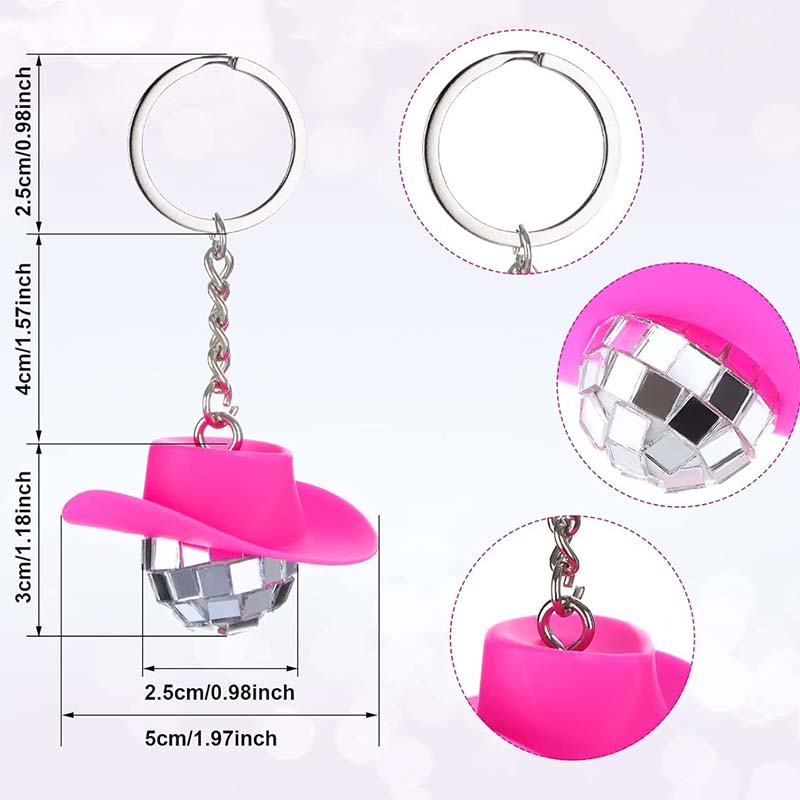 WTEMPO Ковбойская шляпа Мини диско-шар Брелок Блестящий Брелок-подвеска в виде диско-шара DIY Ретро набор брелоков Ключ от машины/Ключ от двери/Сумка Рождественская елка Декор Подвеска