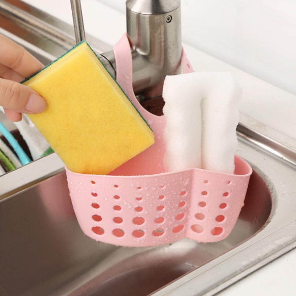 New Sink Shelf Soap Sponge Holder Clip Dish Drainer Drying Rack Silicone Storage Basket Bag Bathroom Holder Kitchen Accessories Tool