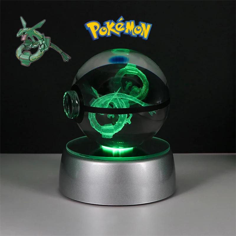 3D Кристальный Шар Фигурки Игрушки Покебол Генгар Гаярдос Мимикью Снорлакс Рейкваза Спригатито Модель С LED Подсветкой Основание Куклы
