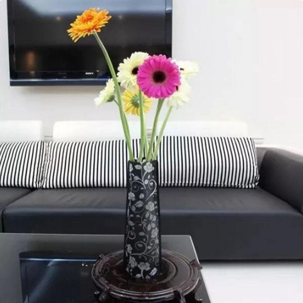 Easy to Store Cartoon Flower Vase Foldable Simple Flower Vase Creative PVC Folding Vase Office