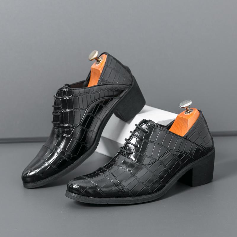 Роскошные коричневые мужские туфли на высоком каблуке, остроносые кожаные туфли для мужчин, увеличивающие рост, свадебные формальные туфли, мужские оксфорды