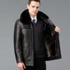 Winter Middle-Aged Men'S Removable Liner Leather Jacket Jacket Sheepskin Coat Genuine Leather Fur Collar Piled And Thickened