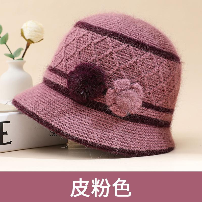 Вязаные шапки для среднего и пожилого возраста, детские осенне-зимние новые шляпы-ведра из кроличьего меха, модные шляпы для мам, плюшевые теплые шерстяные шапки