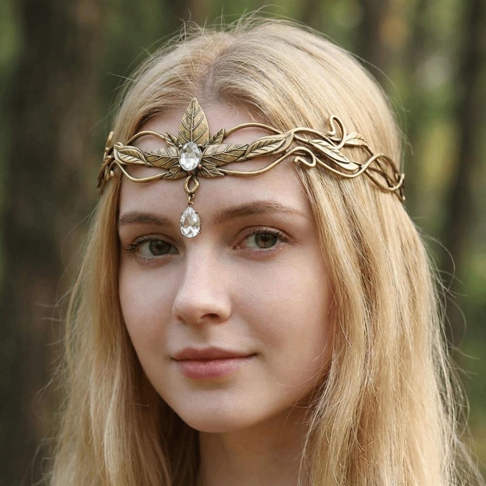 Vintage Goddess Tiaras Elegant Zinc Zinc Alloy Rhinestone Headdress King Round Elves Crown Photoshoot